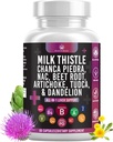 Milk Thistle NAC Chanca Piedra Beet Root Artichoke Dandelion Root- Liver Supplement Plus Astragalus TUDCA Choline & Ginger- 60 Count
