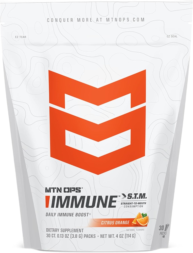 MTN OPS Immune STM Powder Drink Mix, Vitamin C, Vitamin D, Zinc & Antioxidants for Daily Immune Support, Hydration & Wellness, 30 Servings, Citrus Flavor