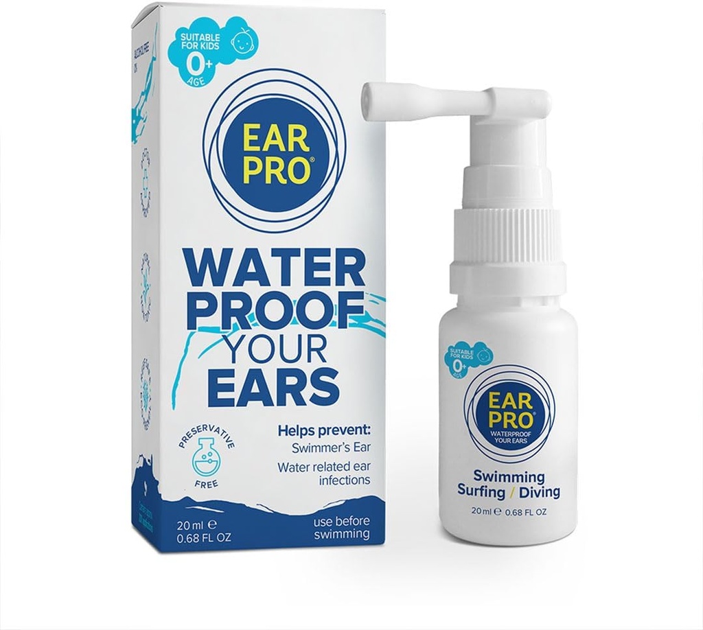 EarPro Natural Swimmer Ear Spray for Kids & Adults (20ml) – Block Water Before Swimming, Surfing or Diving - Replace Ear Plugs – Safe & Easy Protection against Trapped Water – 1 Pack, Up to 200 Sprays