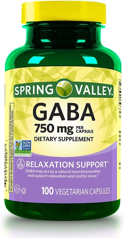 Spring Valley Gaba 750 mg Relaxation Support, 100 Capsules
