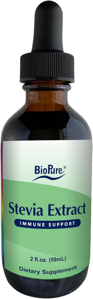 BioPure Stevia Certified Organic Extract – Whole Leaf Herbal Tincture with Bioactive Compounds to Support Immune Function, Microbiome Balance & Gut Health – 2 fl oz