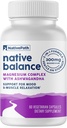 NativePath Native Balance Magnesium Supplement with Ashwagandha - High Absorption Aquamin Ocean-Sourced Formula - 60 Capsules