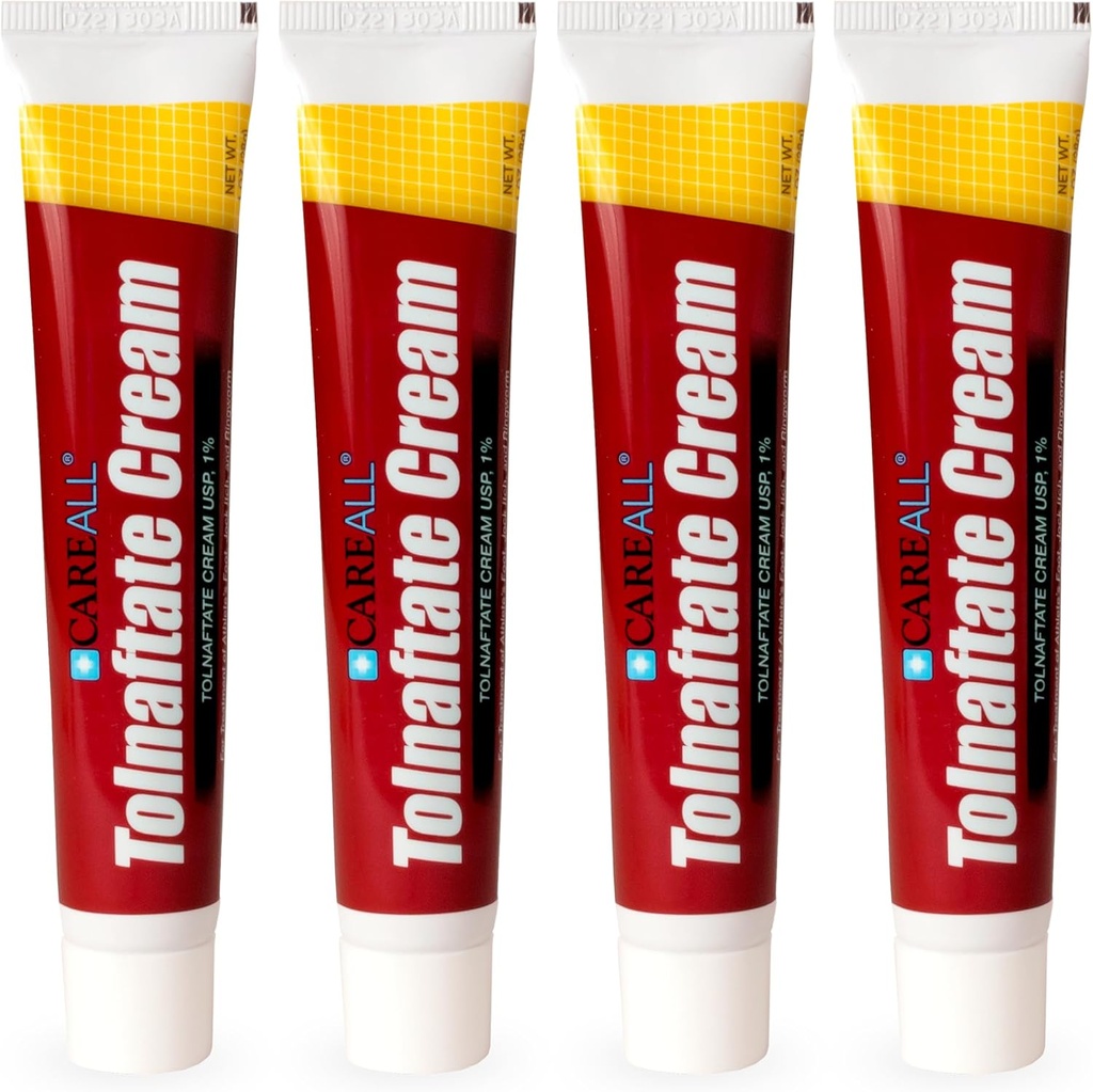 CareAll Tolnaftate Cream USP 1%, 1.0 oz. Tube (4 Pack), Effective Antifungal Treatment and Itch Relief for Athlete’s Foot, Jock Itch, Ringworm, Compare to Leading Brand