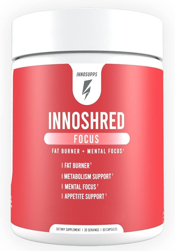 Inno Shred Focus Day Time Fat Burner, 100mg Capsimax, Grains of Paradise, Organic Caffeine, Green Tea Extract, Appetite Suppressant, Weight Loss Support, 60 Veggie Capsules (60 Capsules, with Focus)