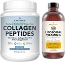 AMANDEAN Premium Liposomal Vitamin C & Bovine Collagen Peptides Bundle. Powerful Antioxidant. Liquid Quali-C. Grass-Fed Collagen. Hydrolyzed Type 1 & 3. Immune Support. Healthy Skin, Hair & Nails