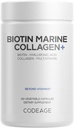 Codeage Biotin Marine Collagen Peptides - Wild-Caught Marine Collagen Types I & III, Biotin, Vitamins C & E, Hyaluronic Acid, Amino Acids, Fruit and Herb Blend, Non-GMO - 120 Capsules