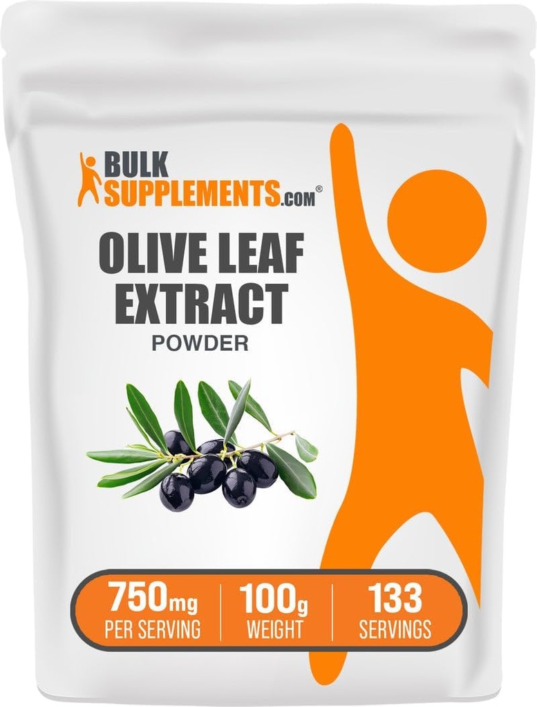 BulkSupplements.com Olive Leaf Extract Powder - Herbal Supplement, Antioxidant Source, Olive Leaf Powder - Gluten Free, 750mg per Serving, 100g (3.5 oz) (Pack of 1)