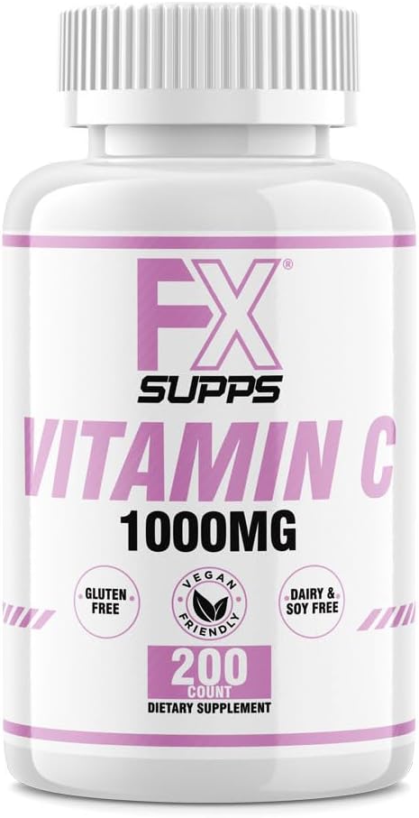 FXSUPPS Vitamin C 1,000mg 200ct (1 Pack of 200 Tablets) | Vegan-Friendly Vitamin C Supplement for Adult Men and Women | Supports Immune System, Improves Mood, and Improves Skin Health