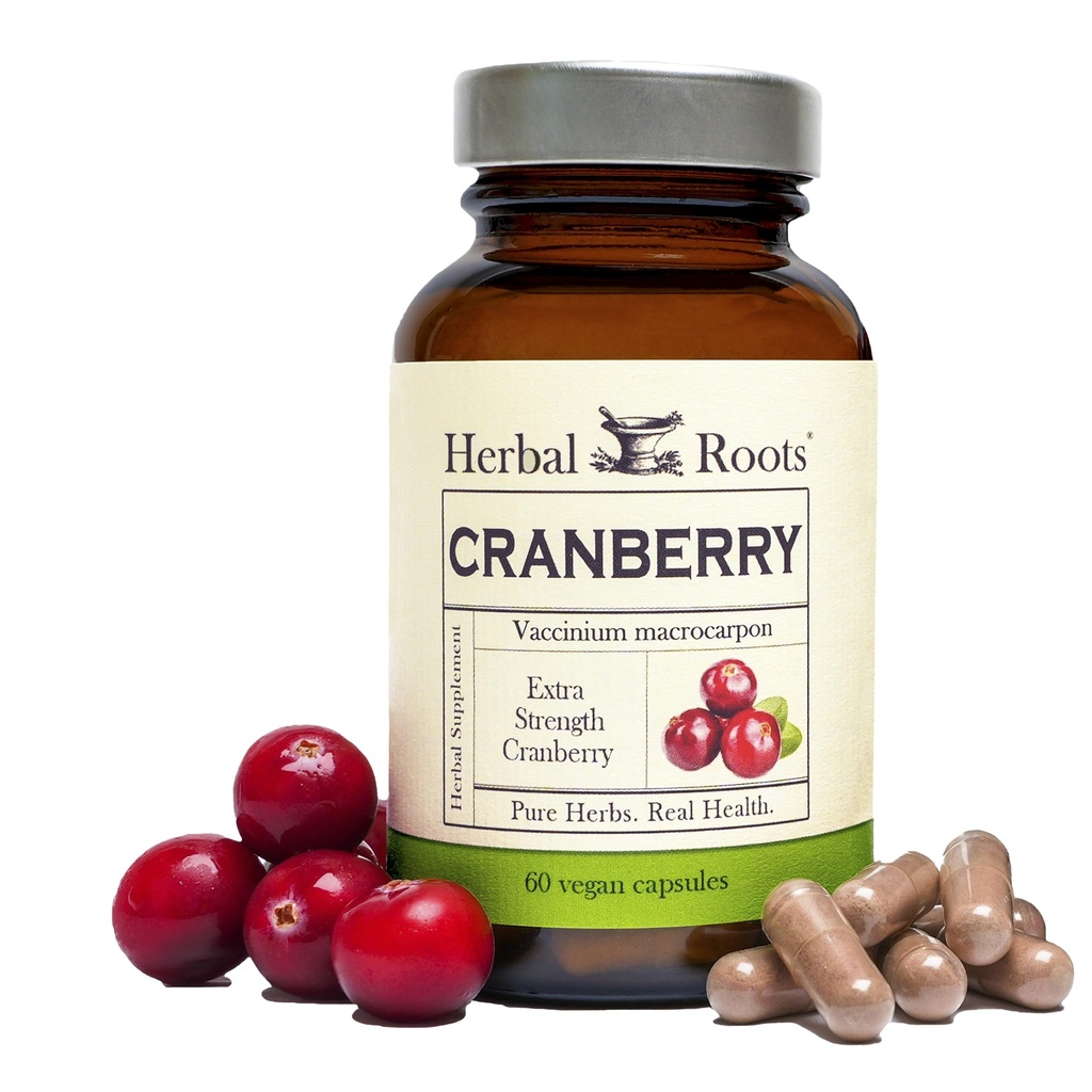 Herbal Roots Extra Strength Cranberry Pills for Women & Men with Organic Nettle | Urinary Tract Health | 60 Vegan Capsules