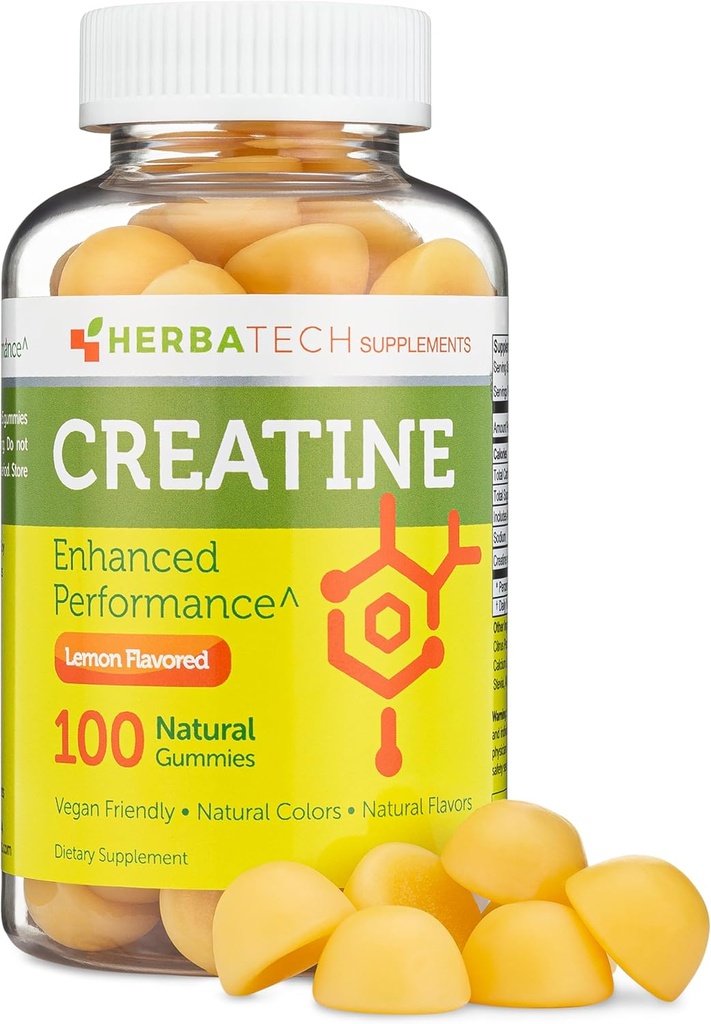 Creatine Monohydrate Gummies for Men and Women (100 Count, Large Bottle Size, 5,000 mg) Natural Chew Bulk Size Made in The USA