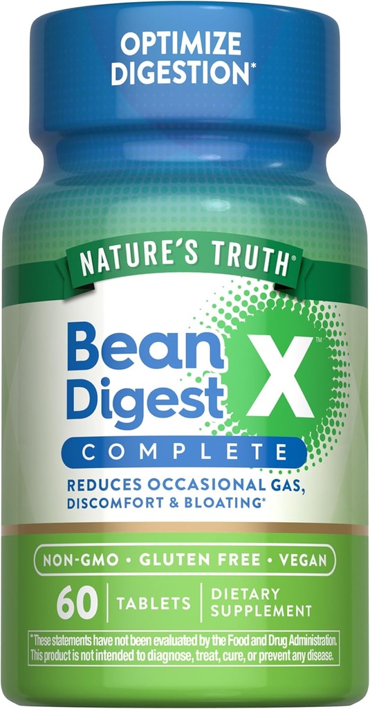 Nature's Truth Digestive Enzymes | 60 Pills | Bean Digest | Vegan, Non-GMO & Gluten Free Supplement