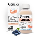 Genexa Kids’ Clean Cough & Chest Congestion Medicine, Dye Free, 0% Artificial Additives, Multi-Symptom Cough Syrup for Kids 4-11, Cough Suppressant & Expectorant, Organic Blueberry Flavor, 4 fl oz
