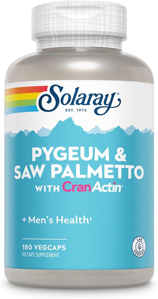 Solaray Pygeum and Saw Palmetto with Cranactin Supplement, 180 Count