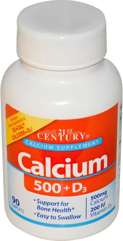 21st Century Calcium 500 + D3, 5 mcg (200 IU), 90 Tablets