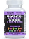 Resveratrol Supplement with Quercetin, Berberine, Grape Seed Extract & Polyphenol Blend for Skin Health, Immune Support & Antioxidant Boost