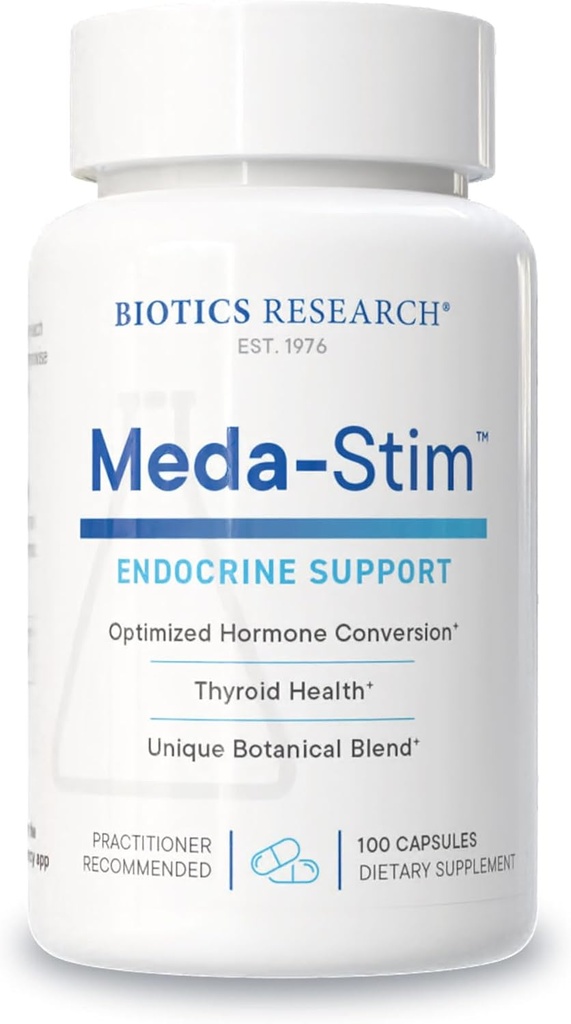 Biotics Research Meda Stim Support Endocrine Function, Nutritional Support for the Thyroid Gland, Healthy T3, T4, Thyroxine Levels, Metabolic Health, Contains Iodine, Selenium, Magnesium, 100 Capsules