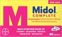 Midol Complete Menstrual Pain Relief Caplets with Acetaminophen for Menstrual Symptom Relief - 40 Count (Pack of 3)