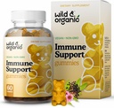 Wild & Organic Immune Support Gummies - Elderberry 1000mg & Vitamin C 500mg - Natural Immune Support Supplement - Vegan Immunity Gummies with Vitamin C D Zinc - 60 Count