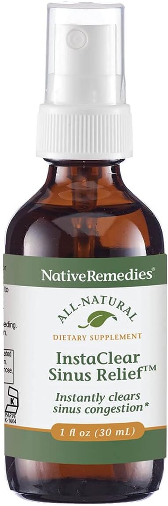 Native Remedies InstaClear Sinus Relief - All Natural Herbal Supplement for Clear, Healthy Sinuses During Colds, Allergies or Hay Fever - 29 ml