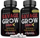 Justified Laboratories (2 Pack Savage Grow Max 1600MG Advanced Men's Heath Formula 120 Capsules