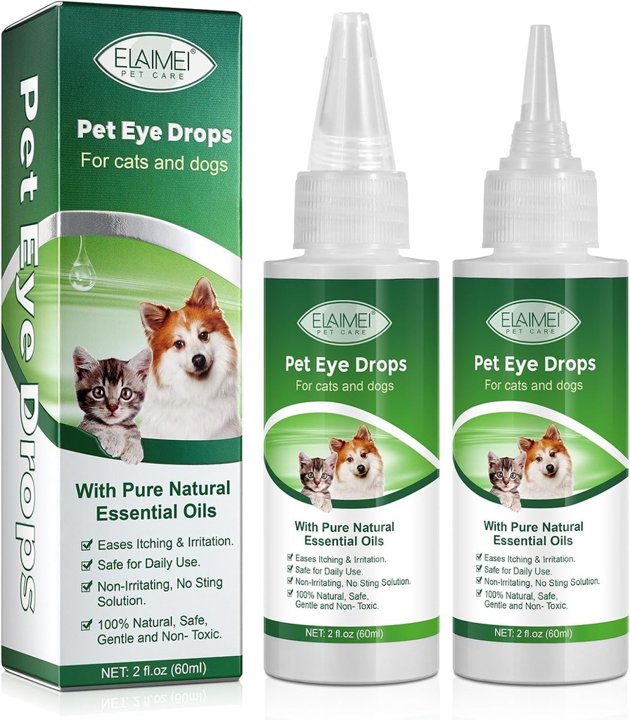 Eye Drops for Dogs and Cats, Gentle Formula Dog Eye Drops, Flush & Soothe Eye Irritations Supports Eyes Infection Relief Eye Cleaner, - Pet Eye Gentle Care Supplement Cats Drops for Eyes - 4.04 fl oz