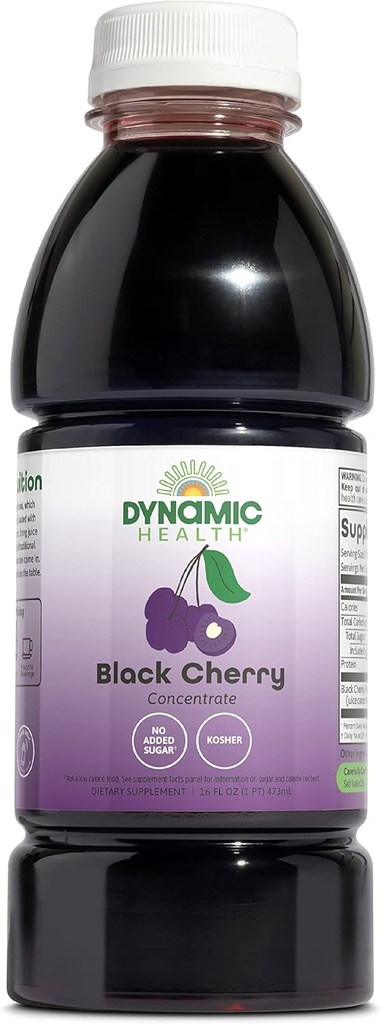 Dynamic Health 100% Pure Black Cherry Juice Concentrate, No Additives, Antioxidant Supplement, Urinary Tract & Joint Support, 16 Fl oz
