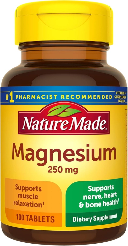 Magnesium Oxide 250 mg Tablets, 100 Count for Nutrition Support