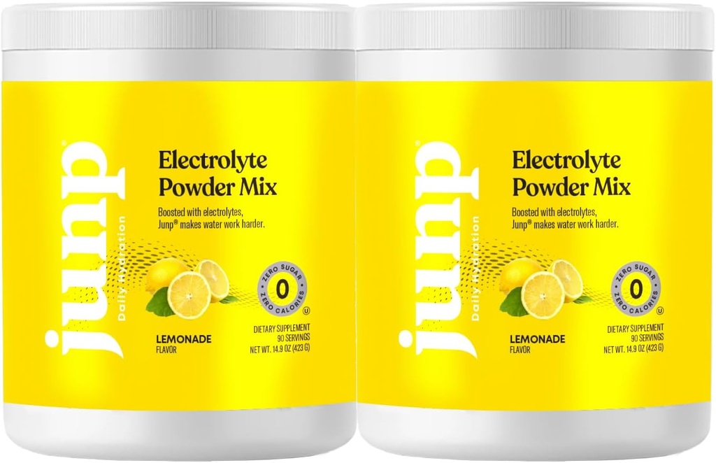JUNP Electrolytes Powder No Sugar No Carbs – Fresh Squeezed Lemonade Drink Mix - Potassium & Salt Electrolyte Hydration Powder Zero Calorie Sugar Free Electrolyte Powder, Keto Friendly, 180 Servings