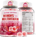 Methylated Multivitamin for Women Gummies, Calcium, D3 K2, Methylfolate & B12, Inositol, Daily Vitamin A, C, E, B Complex, Biotin, Iron - Energy, Immune, Bone, Skin, Hair - Vegan, Sugar Free, 60 Count