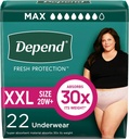 Depend Fresh Protection Adult Diapers, Incontinence & Postpartum Bladder Leak Underwear for Women, Disposable, Maximum, Extra-Extra-Large, Blush, 22 Count, Packaging May Vary