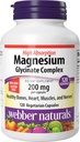 Webber Naturals Magnesium Glycinate Complex 200 mg, 120 Vegetarian Capsules, High Absorption Formula, Supports Bones, Heart, Muscles & Nerves, One-per-Day, Vegan, New Label!