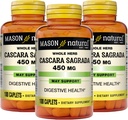 Mason Natural Cascara Sagrada 450 mg, Herbal Supplement for Normal Digestive Function Support, 100 Caplets (Pack of 3)