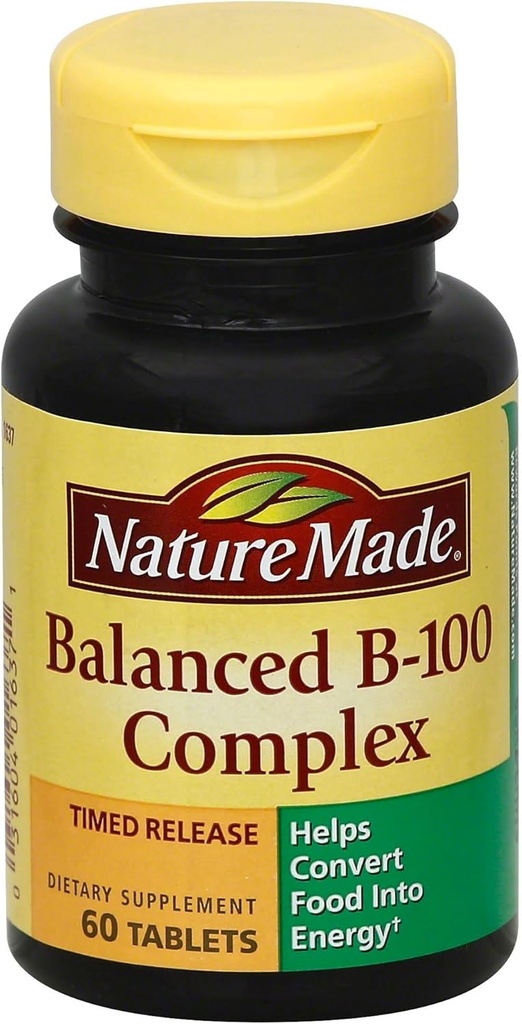 Nature Made Balanced Vitamin B-100 Complex Tablets 60 ea (Pack of 5)