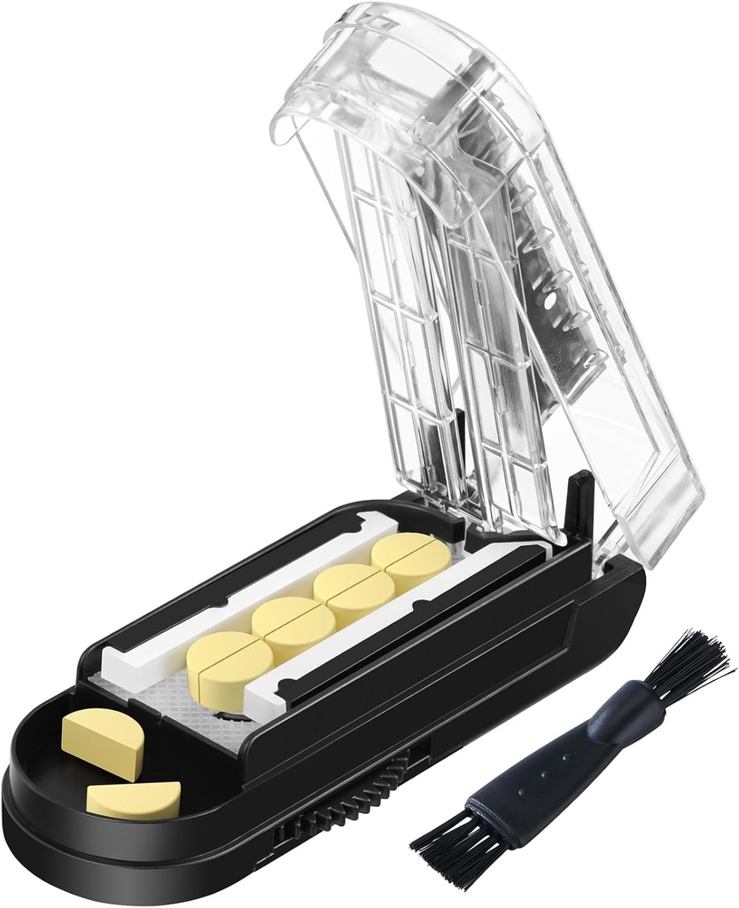 Pill Cutter for Multiple Pills at a Time, Pill Cutter Splitter for Small and Tiny Pills, Pill Cutter for Small or Large Pills, Pill Splitter with Hidden Sharp Stainless Steel Blade (Black)