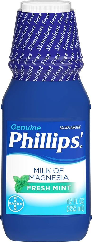 Phillips' Milk of Magnesia Laxative, Fresh Mint, 12 Fl Oz (Pack of 2)