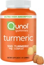 Qunol Turmeric Gummies, Gummy with 500mg Turmeric Curcumin, Joint Support Supplement, Ultra High Absorption Tumeric Curcumin, Vegan, Gluten Free, 90 Count