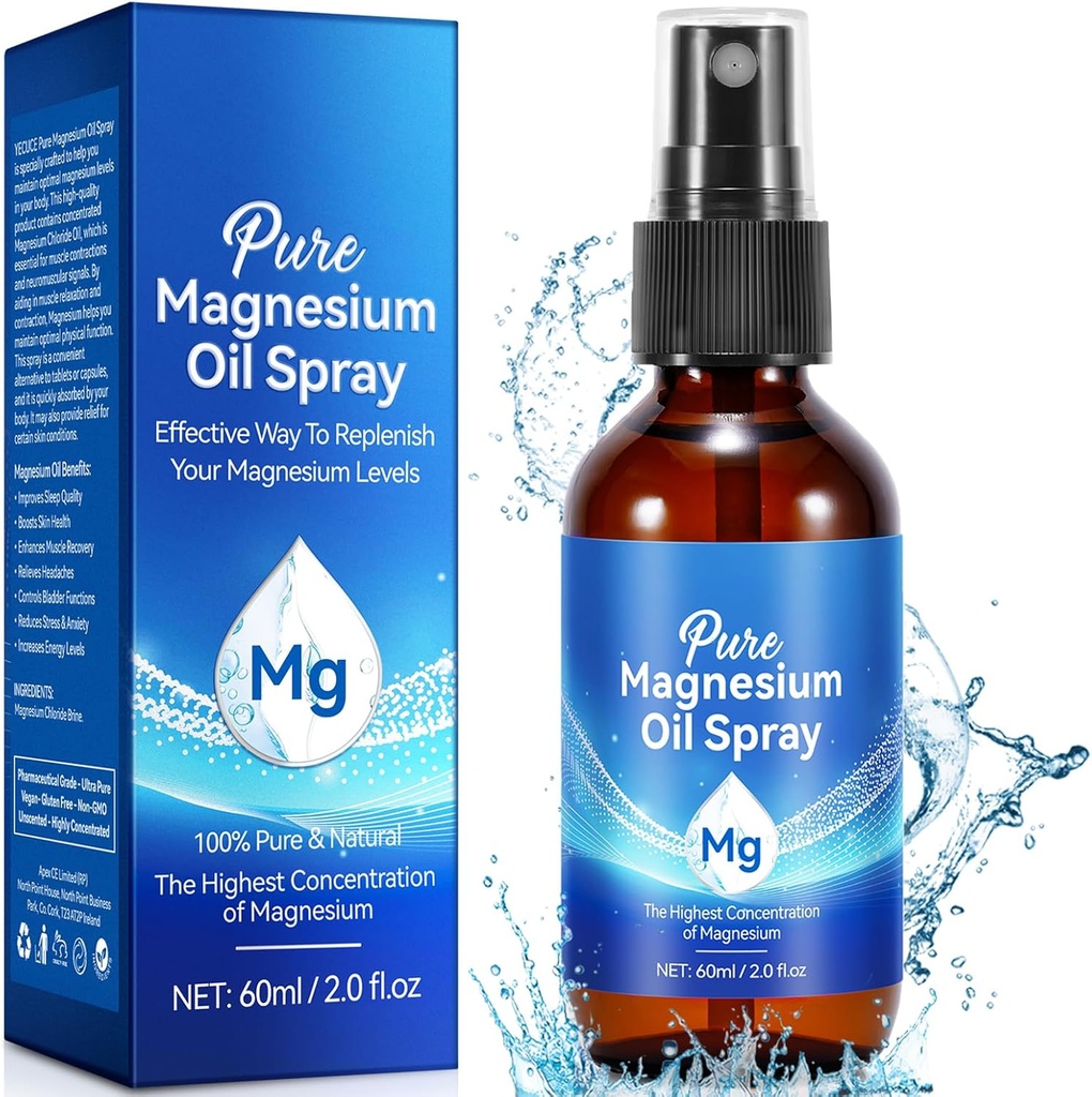 Pure Magnesium Spray Oil, Magnesium Oil for Feet and Sleep, Easy to Absorb, 2.02 Fl Oz