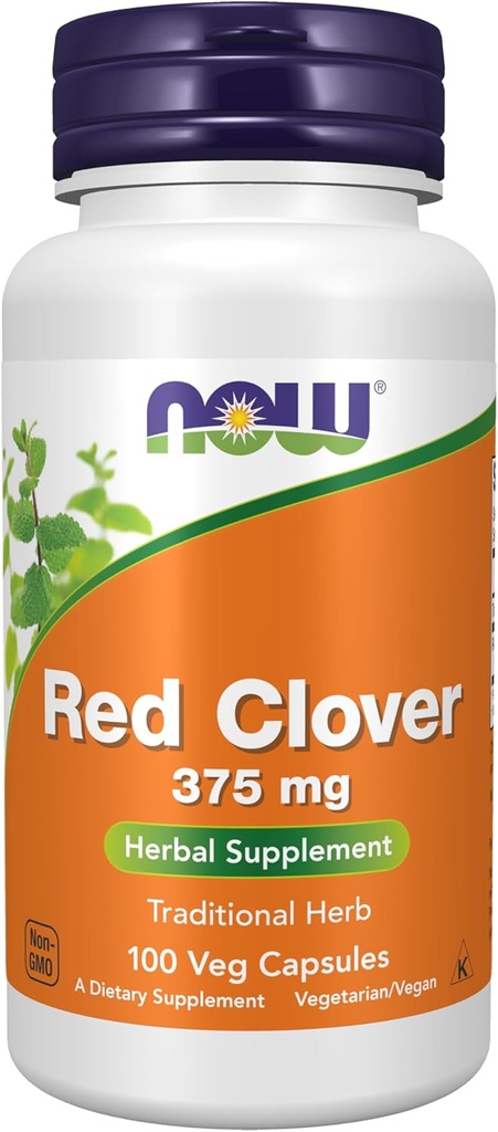 NOW Foods Supplements, Red Clover (Trifolium pratense) 375 mg, Herbal Supplement, 100 Veg Capsules