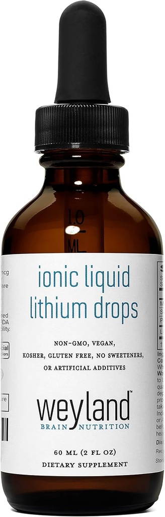 Ionic Liquid Lithium Drops | Magnesium, Sodium, Potassium, Lithium | Brain Health | Trace Mineral Drops | 60 mL (2 Fl Oz)