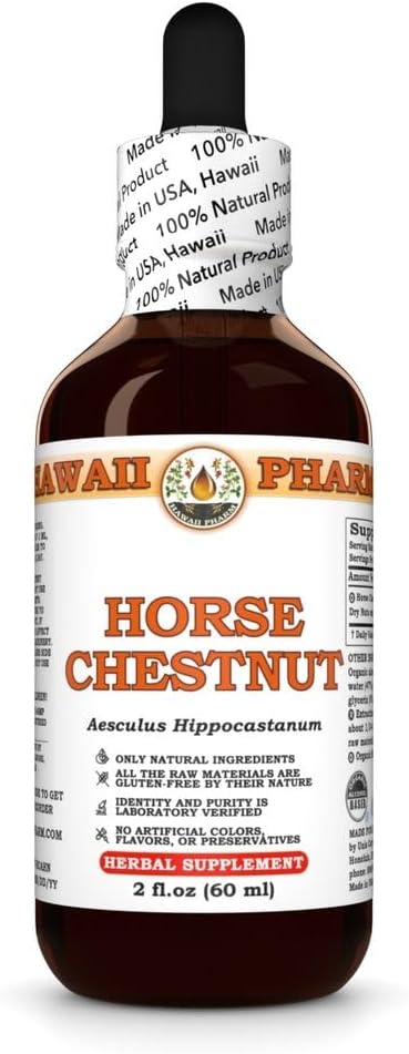 Horse Chestnut (Aesculus Hippocastanum) Dry Nuts Tincture, Made in Hawaii, Organic Raw Materials, All Natural, Vegan, Pure Liquid Extract - 2 fl.oz