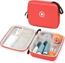 Fukumi Hard Travel Case for Asthma Inhaler, Inhaler Spacer Case for Kids and Adults, Masks, Asthma Accessories Case with Mesh Pocket for Medicine and Other Accessories, Red (Case Only)