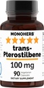 MONOHERB Trans-Pterostilbene 100 mg per Capsule - 90 Vegetarian Capsules