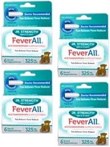 4 Pack FEVERAL JR. ACETAMINOPHEN 325MG Suppository 6CT