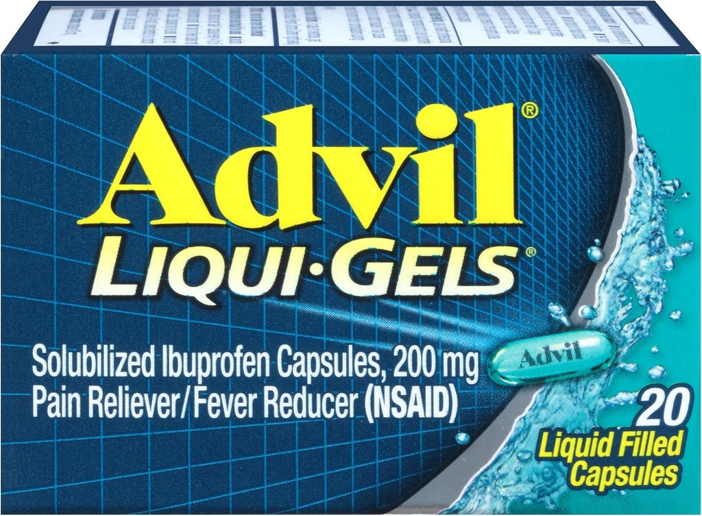Advil Pain Reliever/Fever Reducer Liqui-Gels 200mg - 20 ct, Pack of 3