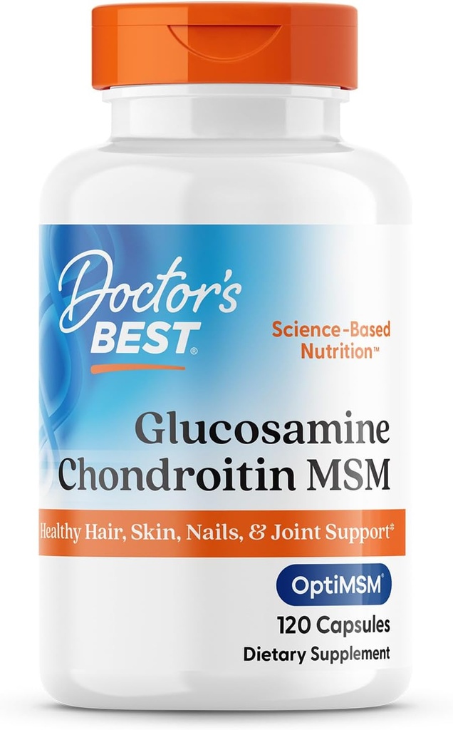Doctor's Best Glucosamine Chondroitin Msm with OptiMSM Capsules, Supports Healthy Joint Structure, Function & Comfort, Non-GMO, Gluten Free, Soy Free, 120 Count (Pack of 1)