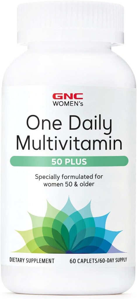 GNC Women's 50 Plus One Daily Multivitamin | Supports Bone, Eye, Memory, Brain and Skin Health with Vitamin D, Calcium and B12 | Helps Energy Production | 60 Caplets