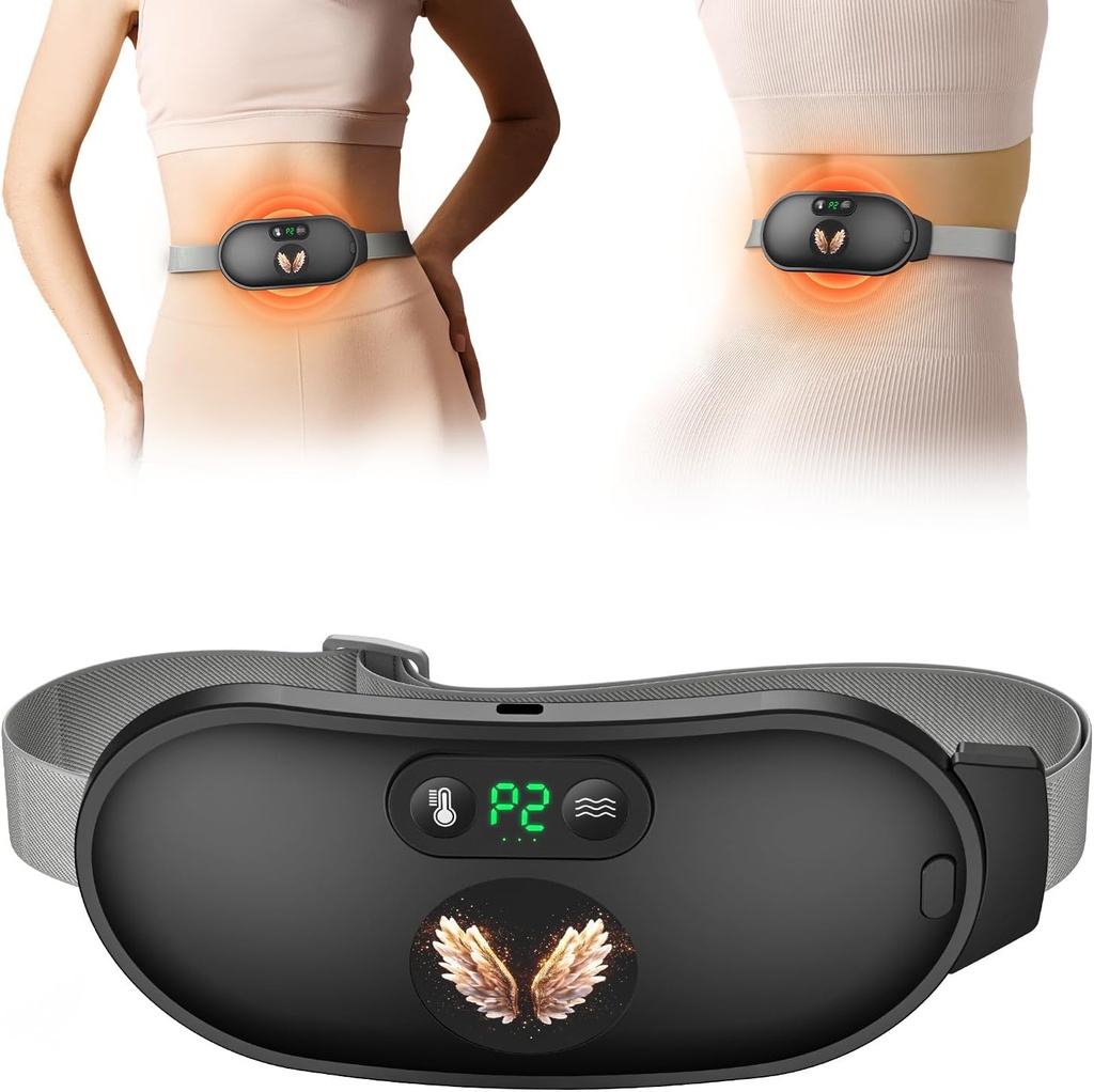 Heating Pad for Period Cramps, Fast Heating with 6 Heat Levels and 6 Massage Modes, Portable Cordless Menstrual Heating Pad, Back or Belly Period Massager for Women and Girls, Black