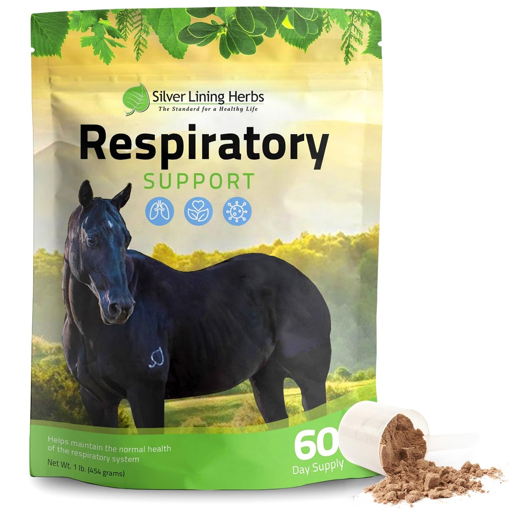 Respiratory Lung Support for Horses - 1 lb | Lung Support For Horses, Mullein, Echinacea & Garlic, Respiratory & Clear-Airway Support, NASC Certified, Made in USA