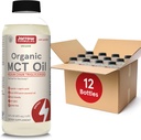 Jarrow Formulas Organic MCT Oil - 16 fl oz - Fast Fuel for Brain & Muscles - Caprylic (C8) + Capric Acid (C10) - Ketogenic Diet Friendly Supplement - Unflavored (Pack of 12)