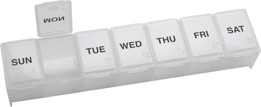 EZY DOSE Weekly (7-Day) Daily Pill Case, Medicine Planner, Vitamin Organizer, Supplement Container, Convenient and Easy to Use, Large Compartments, Travel Friendly, Clear, Made in The USA, BPA Free